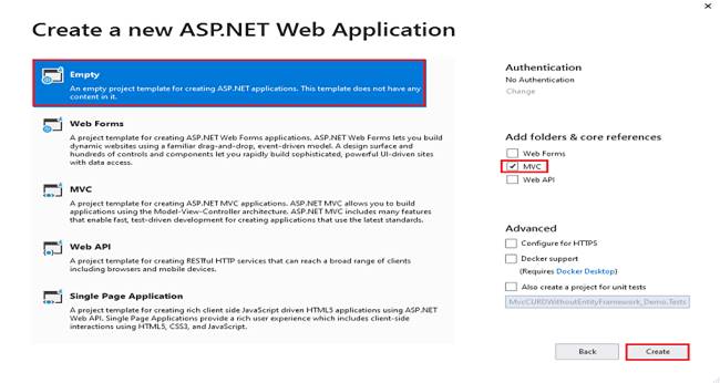 Create Update Read Delete Operation In MVC With ADO.NET